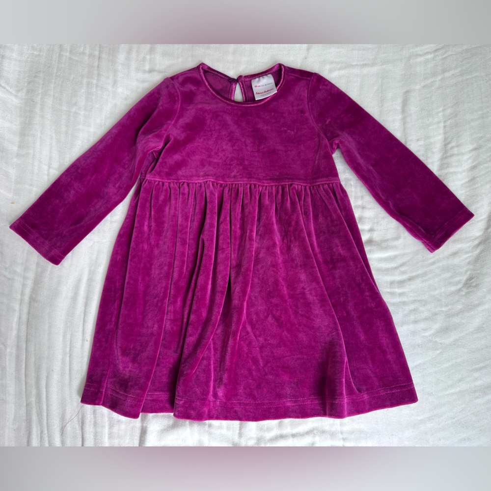 Hanna Andersson Velvet Dress in Fuchsia